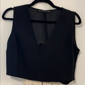 Zara basic black crop top